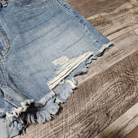 KANCAN Ivanna Ultra High Rise Mom Jean Short Denim Raw Hem 11 / 29 Distressed - Picture 11 of 12